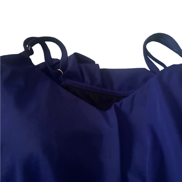 Royal Blue One Piece Romper Style Bathing Suit - Picture 4 of 12